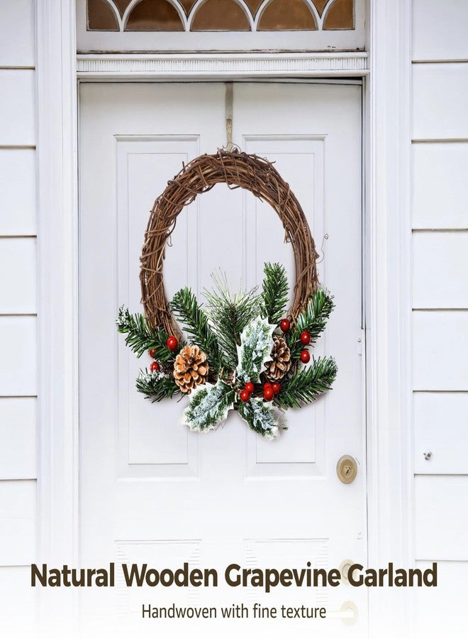 TIMCORR 7PCS Grapevine Wreath Set, Natural Wooden Wicker Oval Grapevine Wreath, DIY Craft Garland Floral Hoops,10 inch Rustic Bare Circle for Handmade Christmas Decorations,Floral Arrangements - Image 3